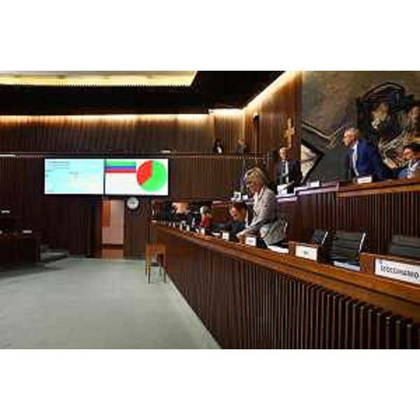 I banchi di Giunta e presidenza del Cr durante il voto finale - I banchi di Giunta e presidenza del Cr durante il voto finale