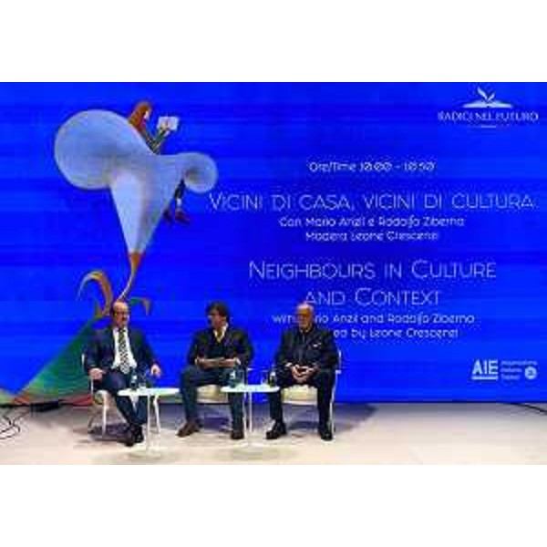 Il vicegovernatore Mario Anzil (a sinistra) alla Buchmesse di Francoforte. A destra il sindaco di Gorizia Rodolfo Ziberna, al centro il moderatore Leone Crescenzi - Il vicegovernatore Mario Anzil (a sinistra) alla Buchmesse di Francoforte. A destra il sindaco di Gorizia Rodolfo Ziberna, al centro il moderatore Leone Crescenzi