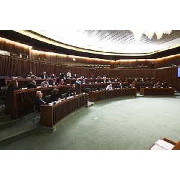 Consiglieri regionali e auditi durante i lavori della V e VI Commissione in seduta congiunta sul Piano Monfalcone - Consiglieri regionali e auditi durante i lavori della V e VI Commissione in seduta congiunta sul Piano Monfalcone