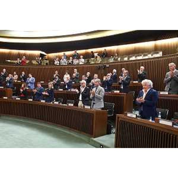 I consiglieri regionali applaudono al termine dell'intervento di Annamaria Marincovich - I consiglieri regionali applaudono al termine dell'intervento di Annamaria Marincovich