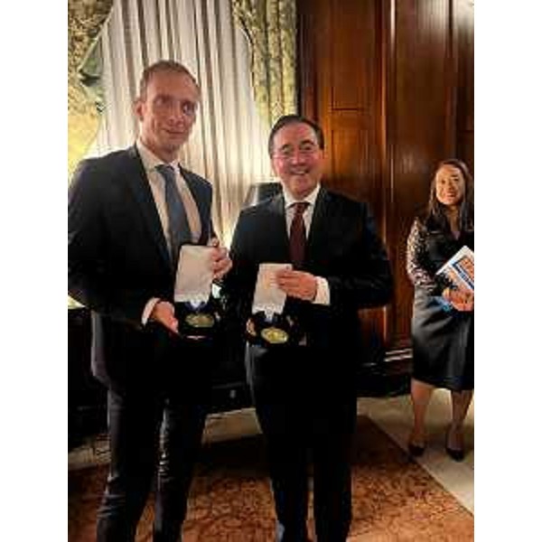 Il governatore del Friuli Venezia Giulia Massimiliano Fedriga assieme al ministro degli esteri spagnolo José Manuel Albares Bueno - Il governatore del Friuli Venezia Giulia Massimiliano Fedriga assieme al ministro degli esteri spagnolo José Manuel Albares Bueno