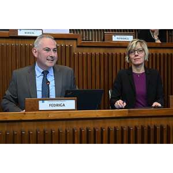 Alessandro Basso (FdI), presidente della I Commissione, accanto all'assessore regionale alle Finanze, Barbara Zilli - Alessandro Basso (FdI), presidente della I Commissione, accanto all'assessore regionale alle Finanze, Barbara Zilli