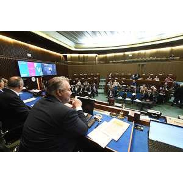 Il consigliere Bernardis sullo scranno della presidenza in un altro momento del convegno - Il consigliere Bernardis sullo scranno della presidenza in un altro momento del convegno