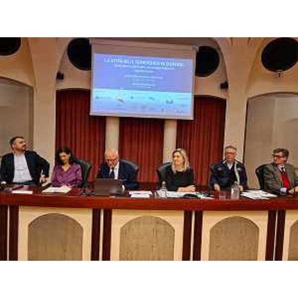 Il tavolo dei relatori del convegno alla presenza dell'assessore regionale alle Infrastrutture Cristina Amirante - Il tavolo dei relatori del convegno alla presenza dell'assessore regionale alle Infrastrutture Cristina Amirante