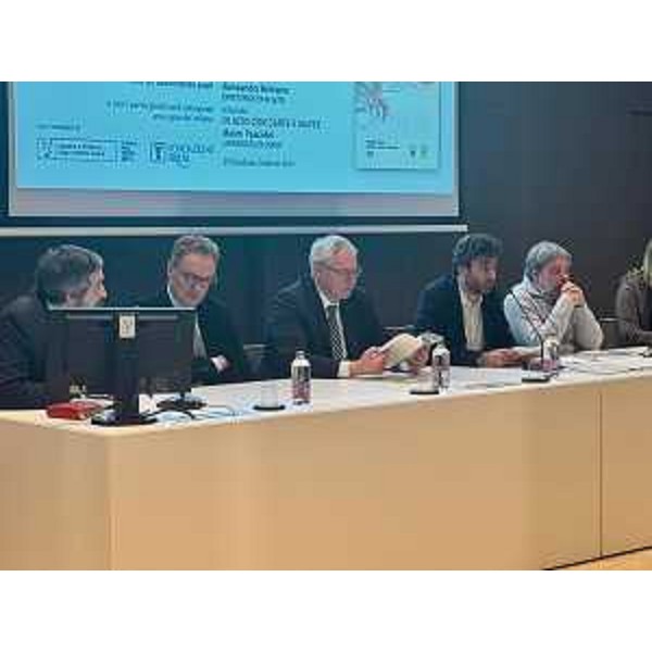 Il tavolo dei relatori con al centro il presidente Bordin - Il tavolo dei relatori con al centro il presidente Bordin