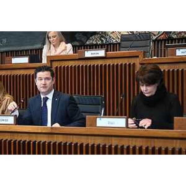 Da sinistra il presidente della II Commissione Markus Maurmair (Fratelli d'Italia) e l'assessore alla Formazione e Lavoro, Alessia Rosolen - Da sinistra il presidente della II Commissione Markus Maurmair (Fratelli d'Italia) e l'assessore alla Formazione e Lavoro, Alessia Rosolen