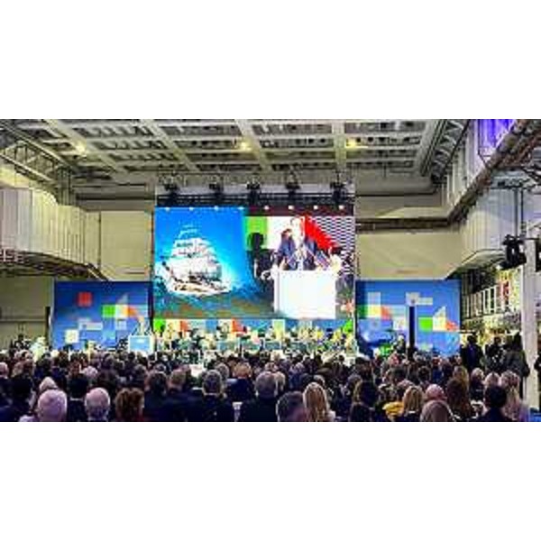 L'intervento del governatore Fedriga all'interno della nave Trieste - L'intervento del governatore Fedriga all'interno della nave Trieste