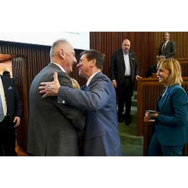 Da sx, Alessandro Basso (FdI), Alberto Budai e Lucia Buna (Lega) - Da sx, Alessandro Basso (FdI), Alberto Budai e Lucia Buna (Lega)