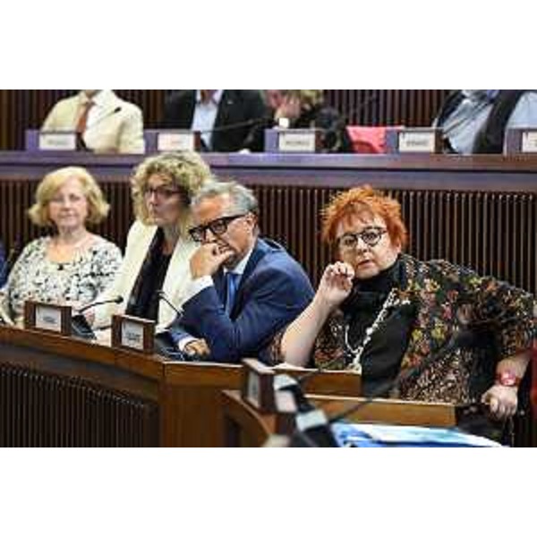 Alcuni degli intervenuti, tra cui, in primo piano, la senatrice Tatjana Rojic - Alcuni degli intervenuti, tra cui, in primo piano, la senatrice Tatjana Rojic