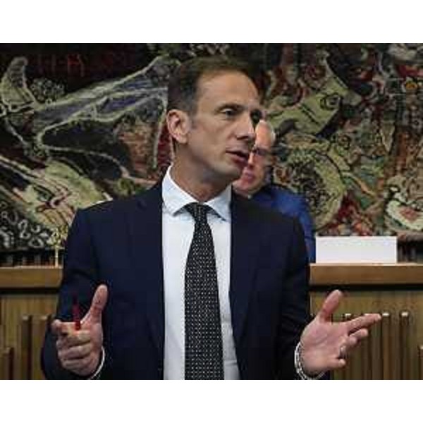 Il governatore del Friuli Venezia Giulia Massimiliano Fedriga durante i lavori d'Aula - Il governatore del Friuli Venezia Giulia Massimiliano Fedriga durante i lavori d'Aula