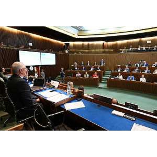 Il presidente del Cr Fvg, Mauro Bordin, dirige i lavori dell'Aula durante l'intervento del capogruppo Pd, Diego Moretti - Il presidente del Cr Fvg, Mauro Bordin, dirige i lavori dell'Aula durante l'intervento del capogruppo Pd, Diego Moretti