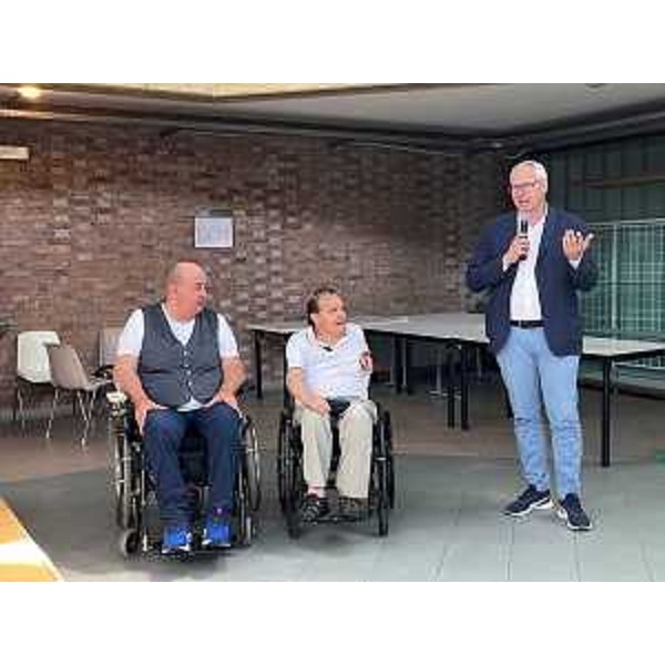 Il presidente del Cr, Mauro Bordin assieme a Stefano Baldini, presidente di Idea odv (primo a sx) e Sergio Raimondo, presidente della Consulta disabili di Pordenone (al centro) - Il presidente del Cr, Mauro Bordin assieme a Stefano Baldini, presidente di Idea odv (primo a sx) e Sergio Raimondo, presidente della Consulta disabili di Pordenone (al centro) 