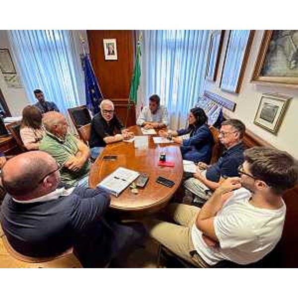 Il tavolo dell'incontro cui ha partecipato l'assessore Sergio Emidio Bini nel municipio di Aviano - Il tavolo dell'incontro cui ha partecipato l'assessore Sergio Emidio Bini nel municipio di Aviano