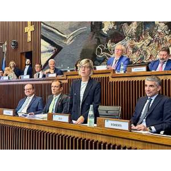 Lassessore regionale alle Finanze Barbara Zilli (in piedi) al termine della maratona dAula che si è conclusa con lapprovazione della legge di assestamento di bilancio - Lassessore regionale alle Finanze Barbara Zilli (in piedi) al termine della maratona dAula che si è conclusa con lapprovazione della legge di assestamento di bilancio