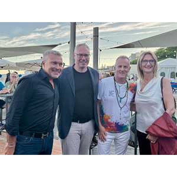 Il presidente del Cr Fvg, Mauro Bordin, secondo da sinistra nella foto accanto all'assessore regionale Sergio Emidio Bini, Fabrizio Nonis e Laura Giorgi, sindaco di Lignano - Il presidente del Cr Fvg, Mauro Bordin, secondo da sinistra nella foto accanto all'assessore regionale Sergio Emidio Bini, Fabrizio Nonis e Laura Giorgi, sindaco di Lignano