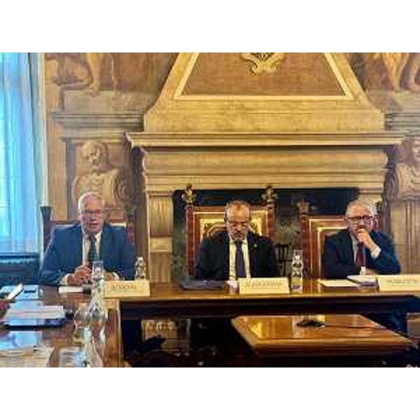 Mauro Bordin, presidente del Cr Fvg, primo da sinistra nella foto durante l'assemblea plenaria della Conferenza, accanto al coordinatore Antonello Aurigemma e al direttore generale Robilotta - Mauro Bordin, presidente del Cr Fvg, primo da sinistra nella foto durante l'assemblea plenaria della Conferenza, accanto al coordinatore Antonello Aurigemma e al direttore generale Robilotta