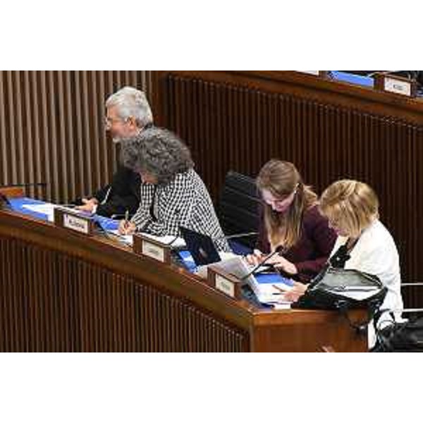 Da destra Laura Fasiolo (Pd), Rosaria Capozzi (M5S), Serena Pellegrino (Avs) e Furio Honsell (Open) - Da destra Laura Fasiolo (Pd), Rosaria Capozzi (M5S), Serena Pellegrino (Avs) e Furio Honsell (Open)