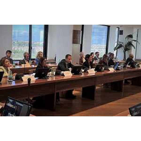 Il governatore Fedriga nel corso della riunione in Confindustria - Il governatore Fedriga nel corso della riunione in Confindustria