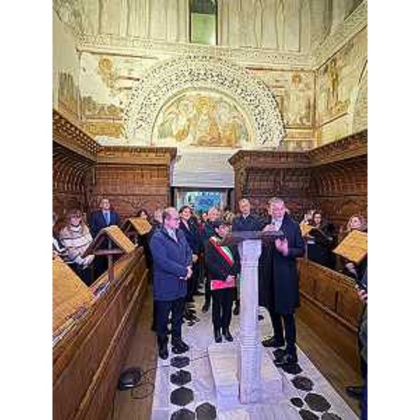 Il vice governatore del Friuli Venezia Giulia, Mario Anzil, con il ministro della Cultura Alessandro Giuli e il sindaco di Cividale del Friuli Daniela Bernardi in visita al Tempietto Longobardo - Il vice governatore del Friuli Venezia Giulia, Mario Anzil, con il ministro della Cultura Alessandro Giuli e il sindaco di Cividale del Friuli Daniela Bernardi in visita al Tempietto Longobardo