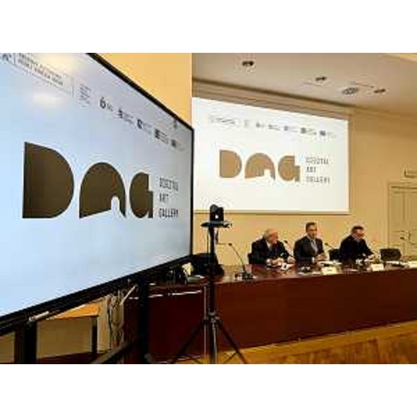 Il governatore del Friuli Venezia Giulia Massimiliano Fedriga svela, assieme al sindaco di Gorizia Rodolfo Ziberna e al project manager di Go! 2025 & Friends Claudio Tognoni, il progetto della Digital Art Gallery (Dag) - Il governatore del Friuli Venezia Giulia Massimiliano Fedriga svela, assieme al sindaco di Gorizia Rodolfo Ziberna e al project manager di Go! 2025 & Friends Claudio Tognoni, il progetto della Digital Art Gallery (Dag) 